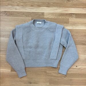 Aritzia Ribbed Crewneck Sweater - Light Gray